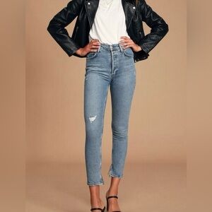 AGOLDE NICO HIGH RISE BUTTON FLY DISTRESSED JEANS SIZE26 stretch